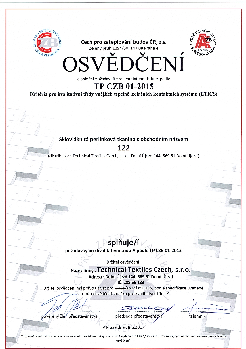 Technical Textiles - Certifikáty