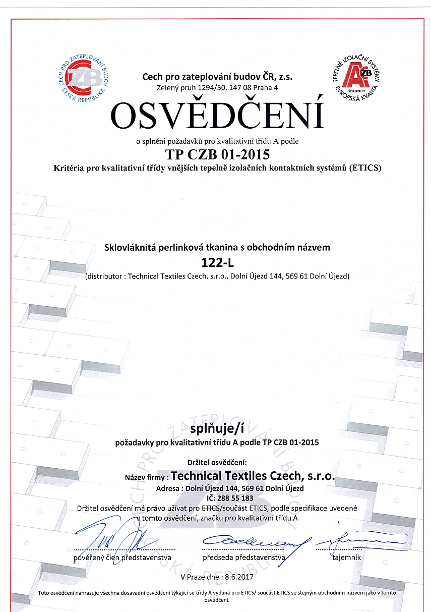 Technical Textiles - Certifikáty