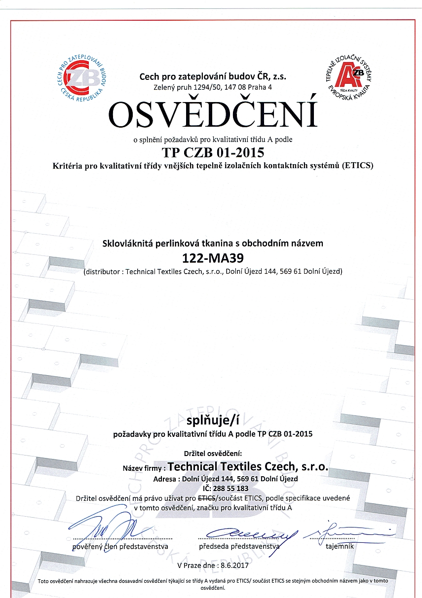 Technical Textiles - Certifikáty