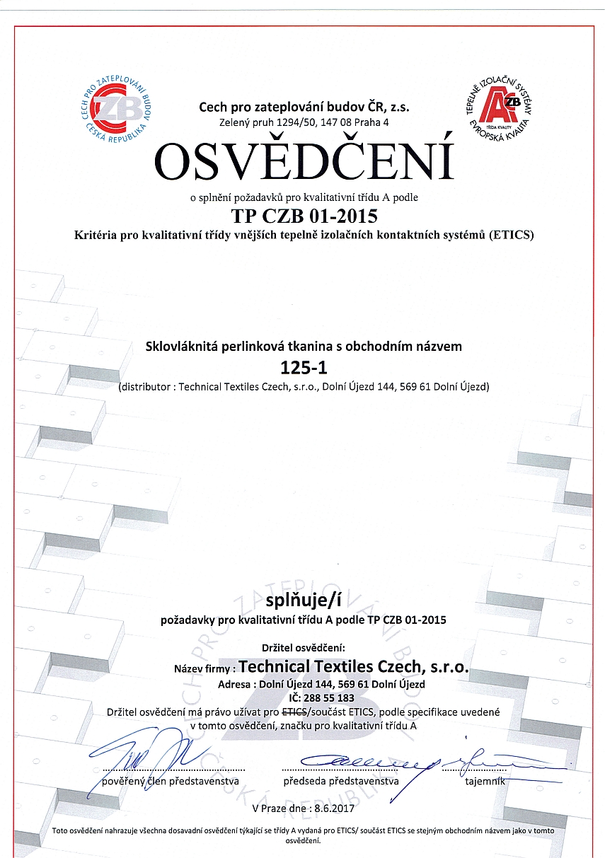 Technical Textiles - Certifikáty