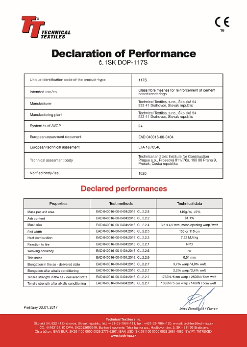 Technical Textiles - Certifikáty