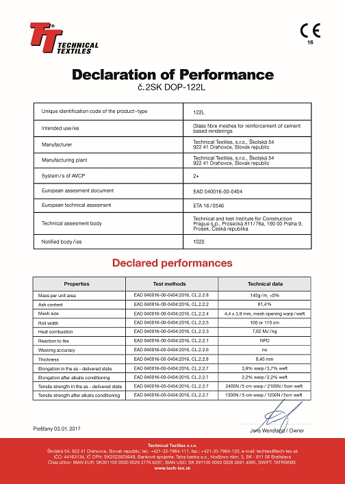 Technical Textiles - Certifikáty