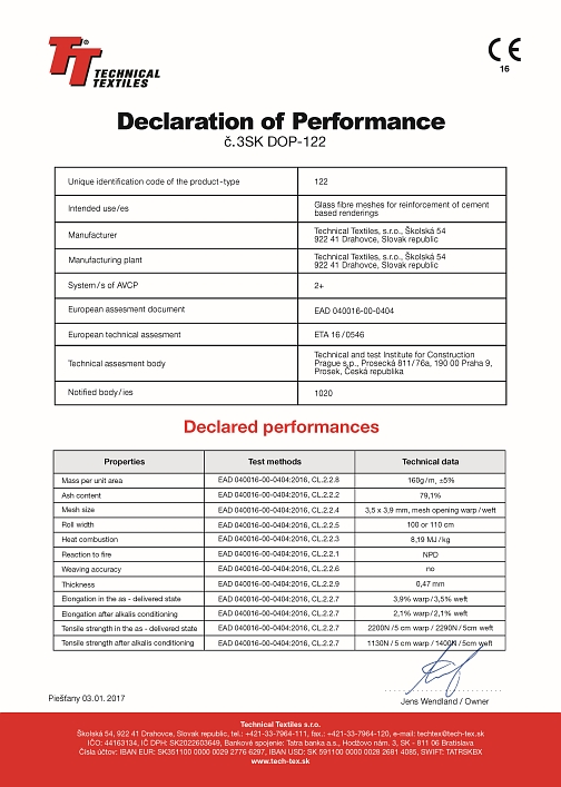 Technical Textiles - Certifikáty