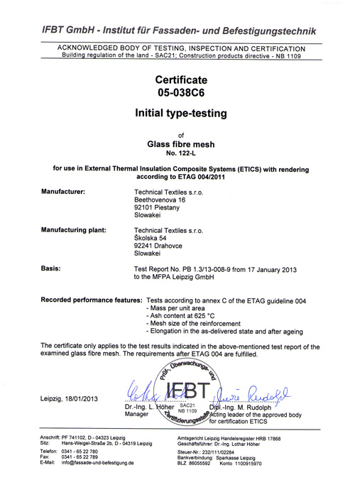 Technical Textiles - Zertifikate